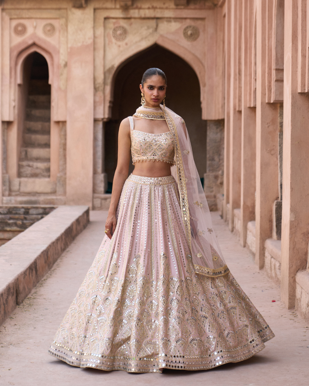 Angad Singh - SEHAR — Soft Peach Raw Silk Lehenga Set From Zariya