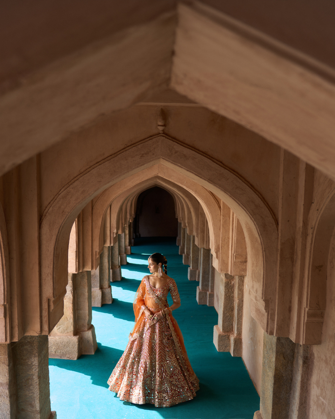 Angad Singh - TEJ — Rust Orange Organza Lehenga Set From Zariya