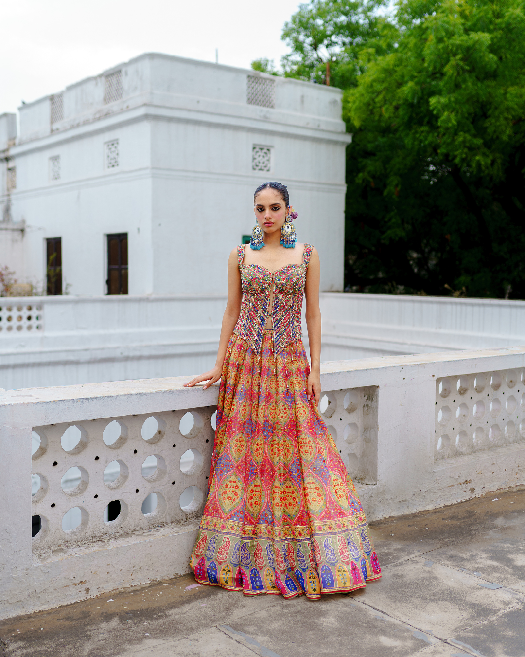 Aditi Gupta - Yellow Corset Skirt Set