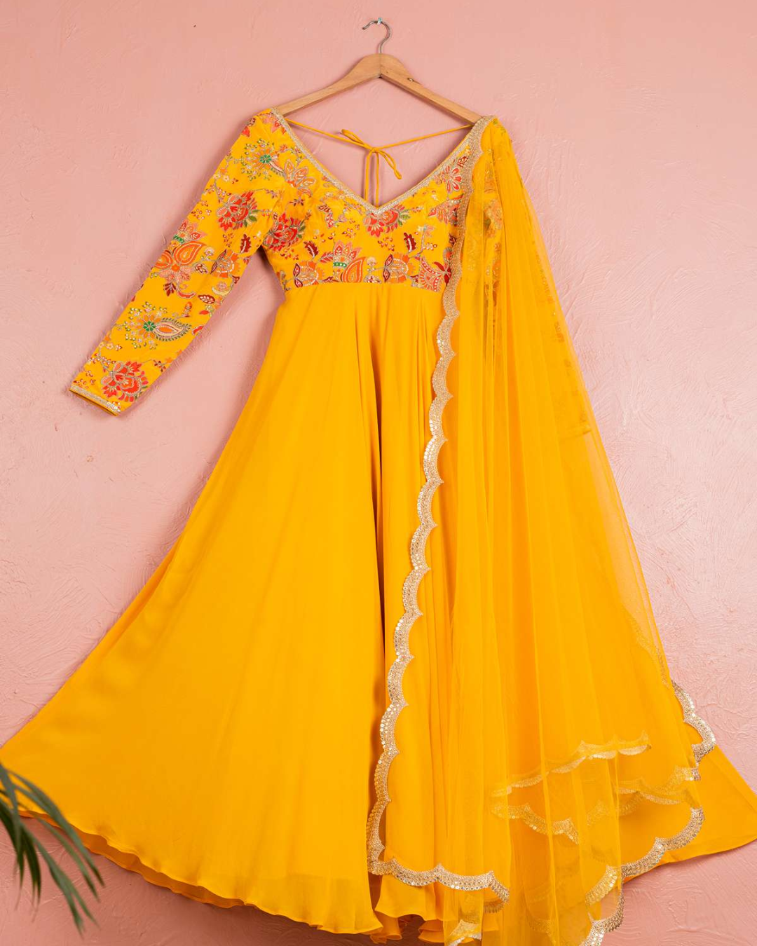 Anisha Shetty - Yellow Bloom Printed Anarkali Set
