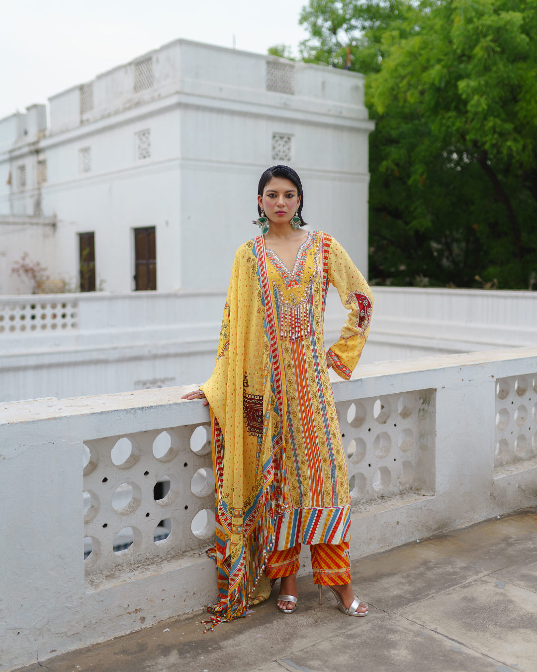 Aditi Gupta - Yellow Straight Suit with Pant Set