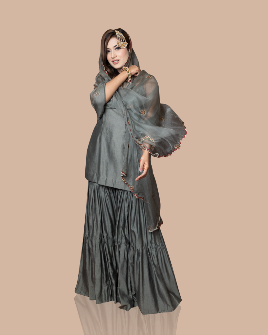Sonali Bansal - Grey kurta with garara and dupatta From Wedding Capsule