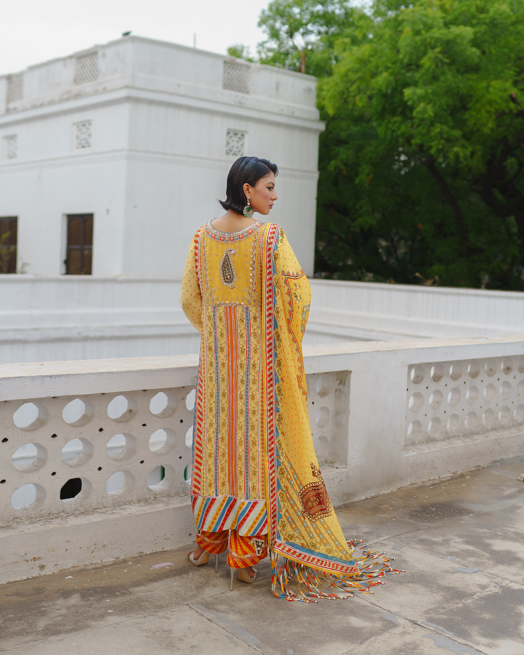 Aditi Gupta - Yellow Straight Suit with Pant Set