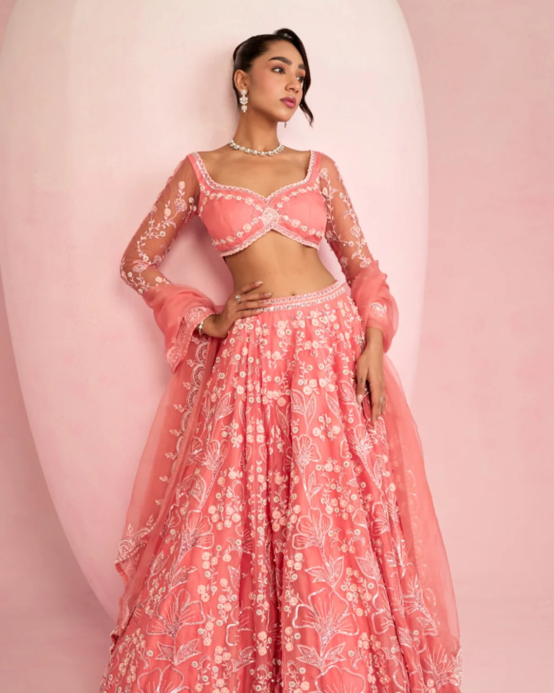 Prevasu - Peach Lehenga Set From Solene