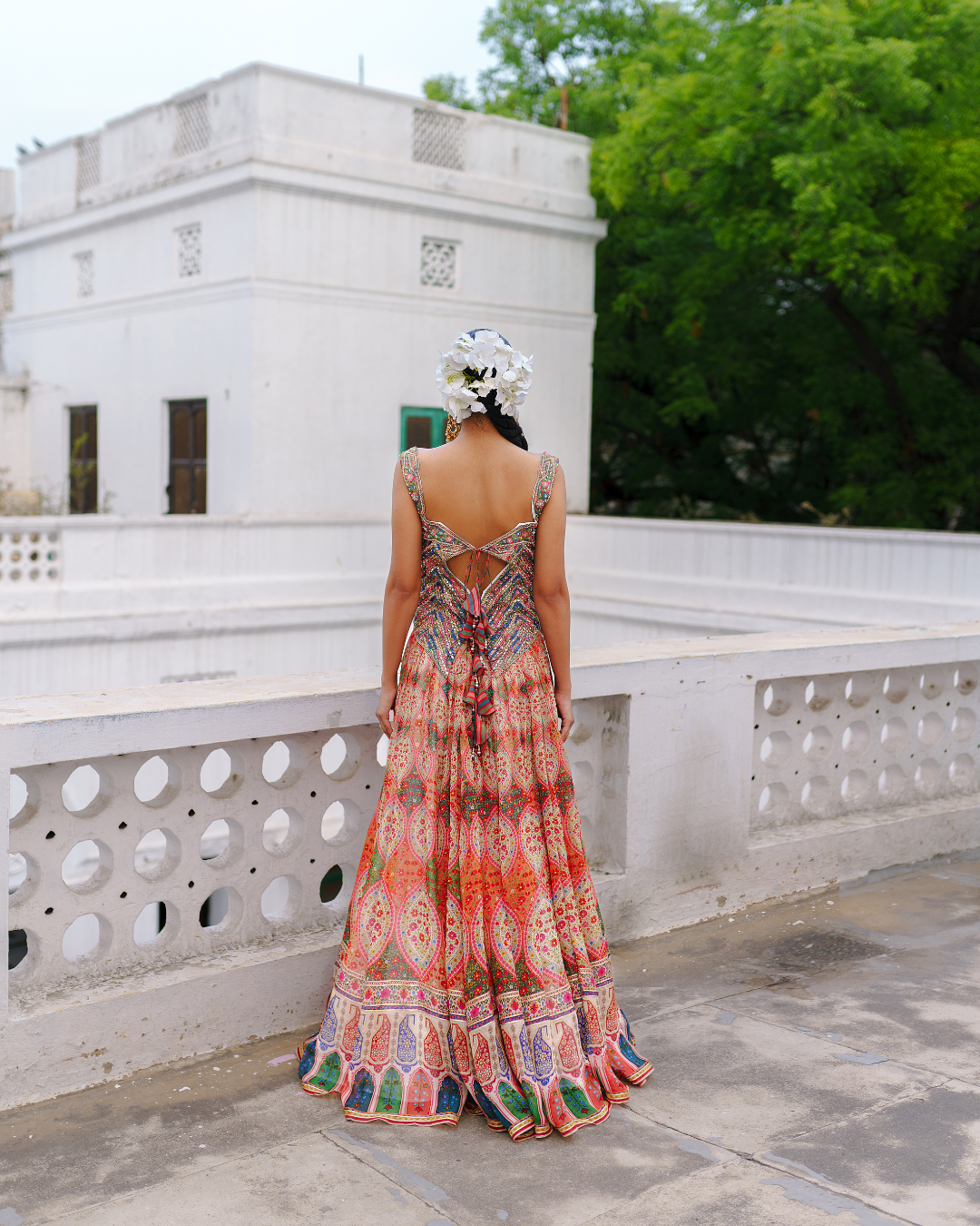 Aditi Gupta - Orange Corset Skirt Set