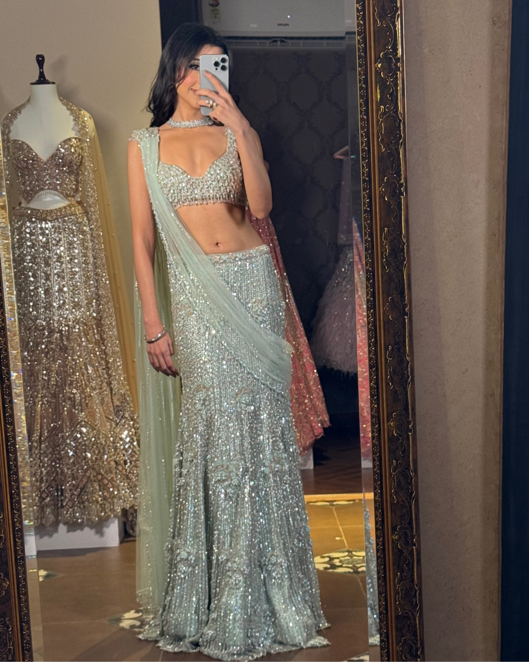 Isa by Dolly Wahal - Mint Green Saree From Fiza