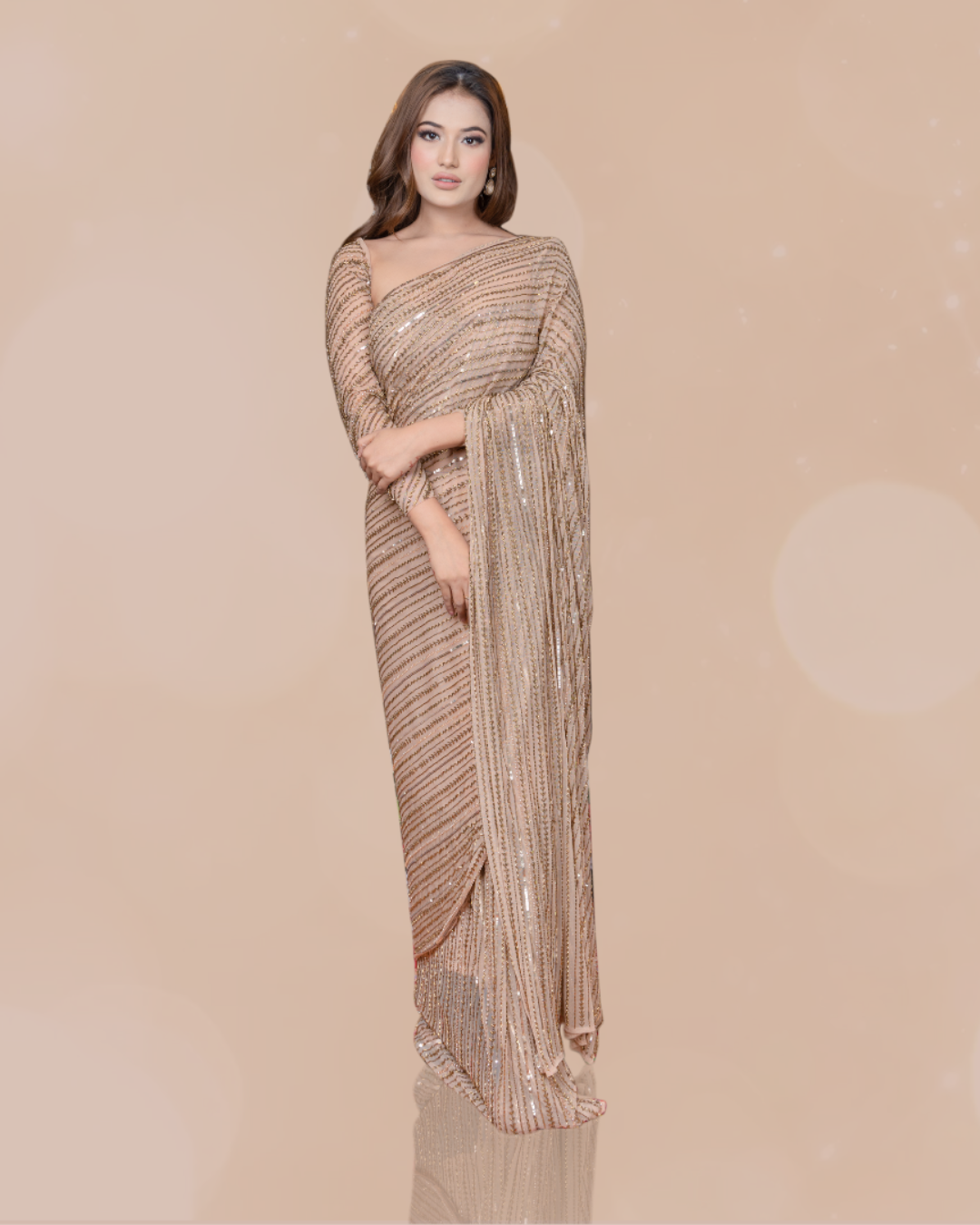 Sonali Bansal - Golden hand embroidered drape saree with blouse From Wedding Capsule