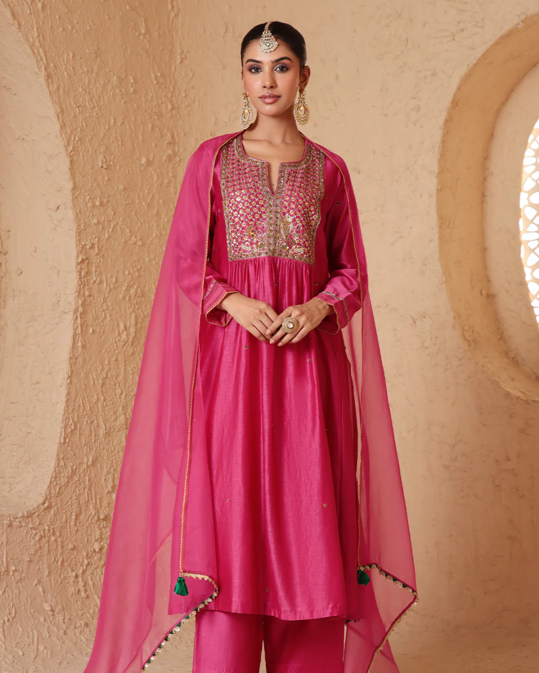 Niti Bothra - Mehrang Pink Frockstyle Kurta Set