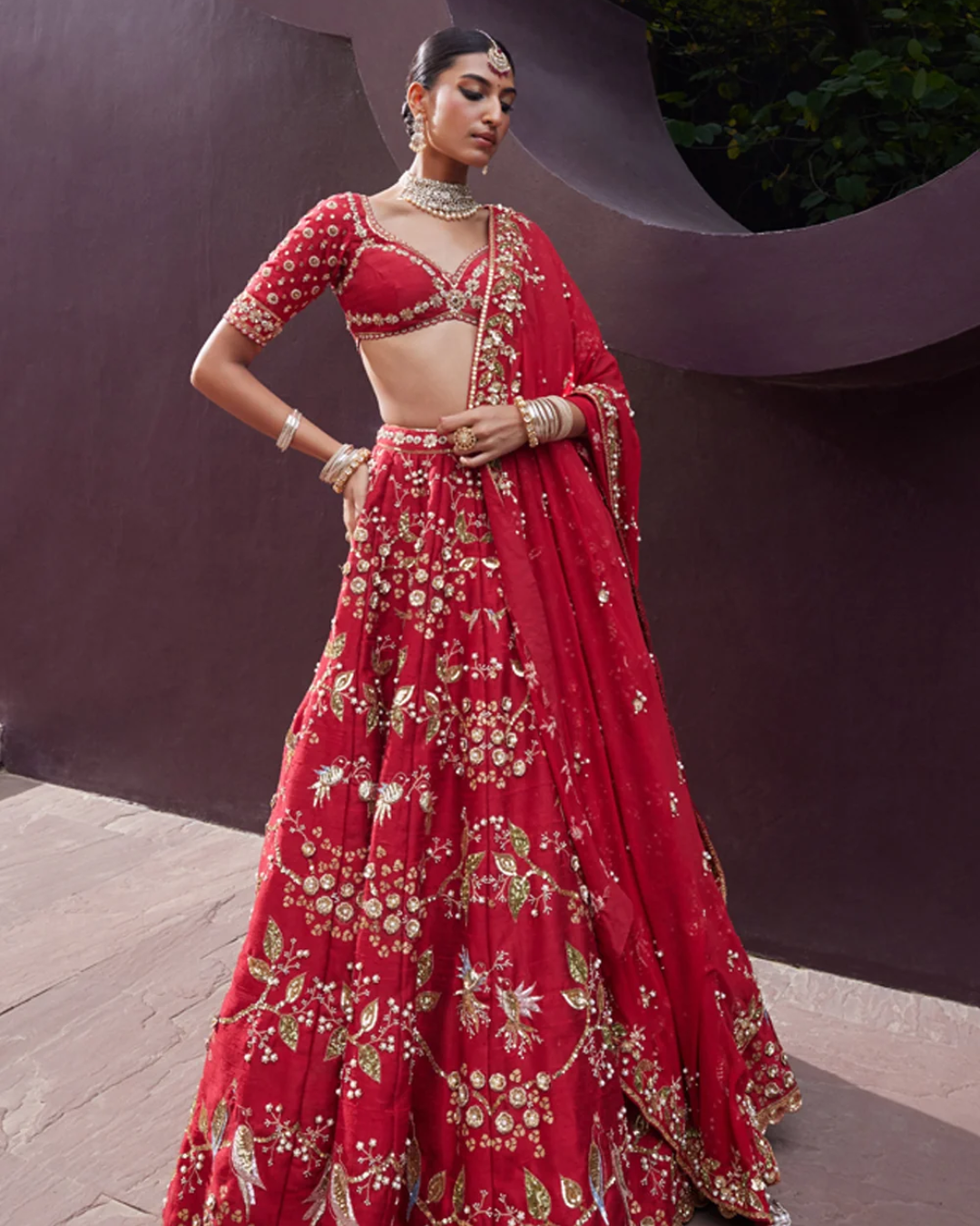 Prevasu - Red Bridal Lehenga Set From Eraya