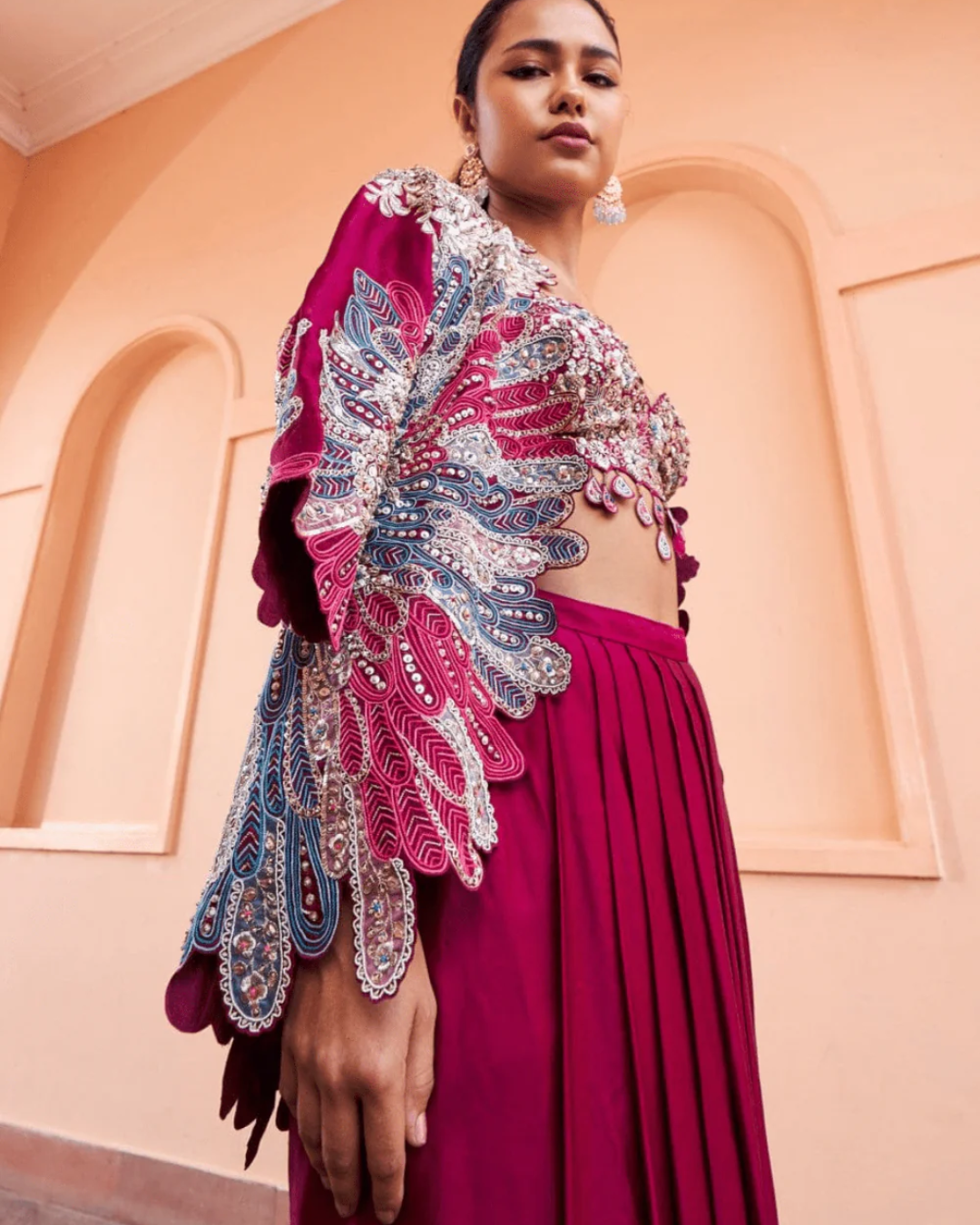Osaa By Adarsh - Sangria Plum Embroidered Jacket Set From RASM