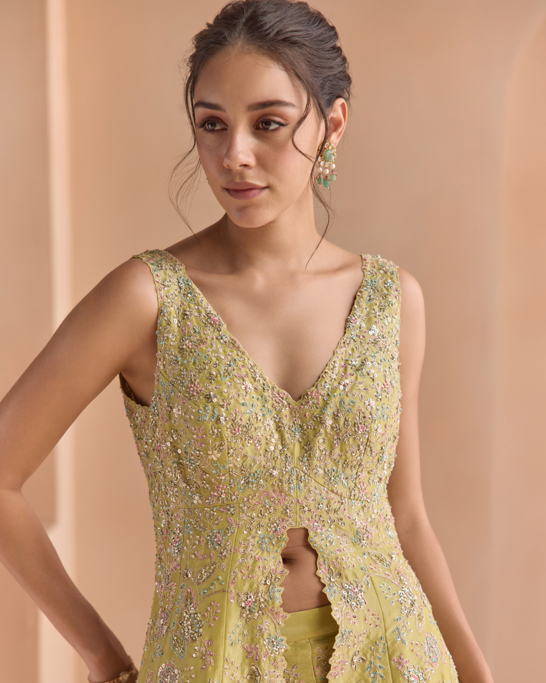 Osaa By Adarsh - Citrus Yellow Embroidered Sharara Set From Off The Record