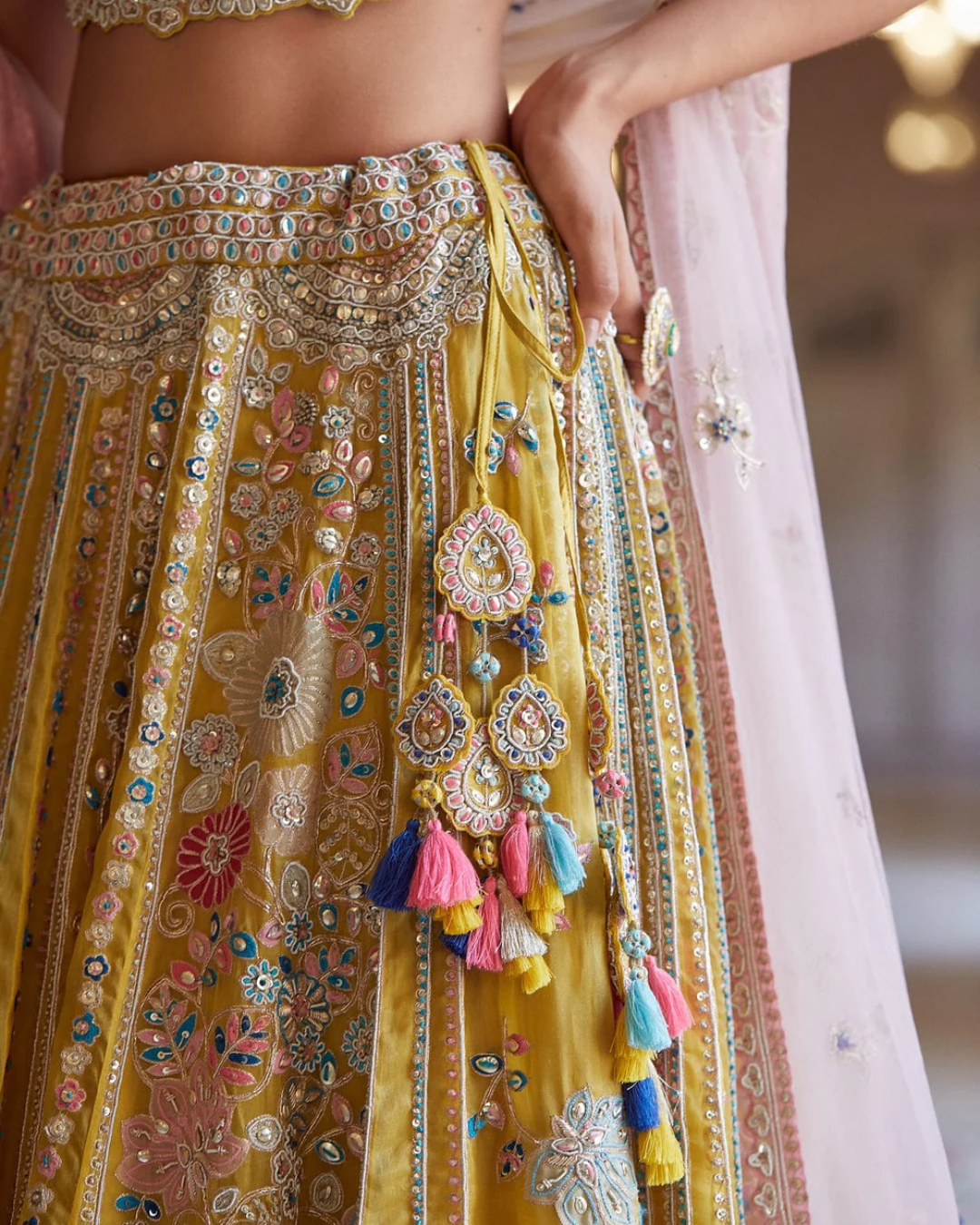 Osaa By Adarsh - Honey Gold Embroidered Organza Lehenga From RASM