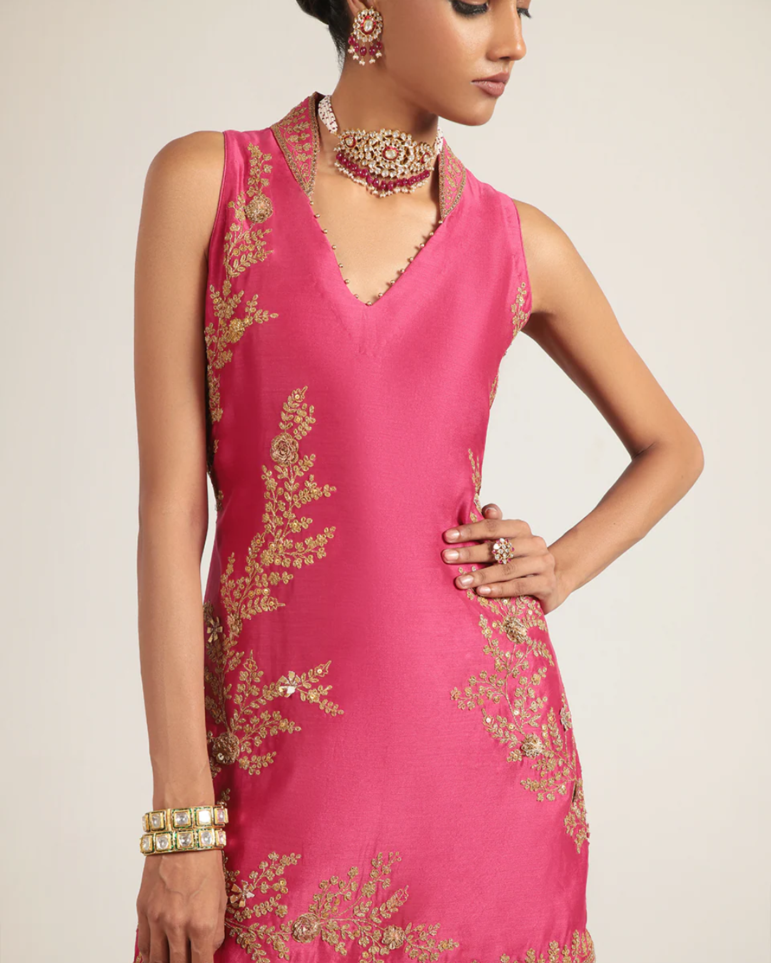 Niti Bothra - Mehrang Pink Sleeveless Sharara Set