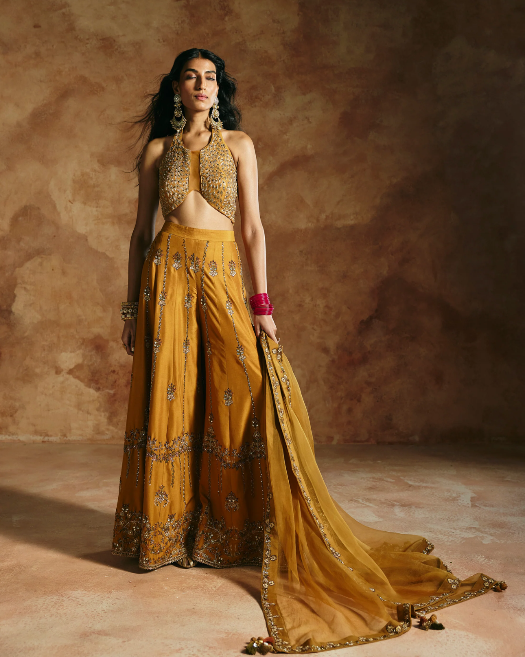Aman Takyar - Mustard Sharara Set From Today's Sindh