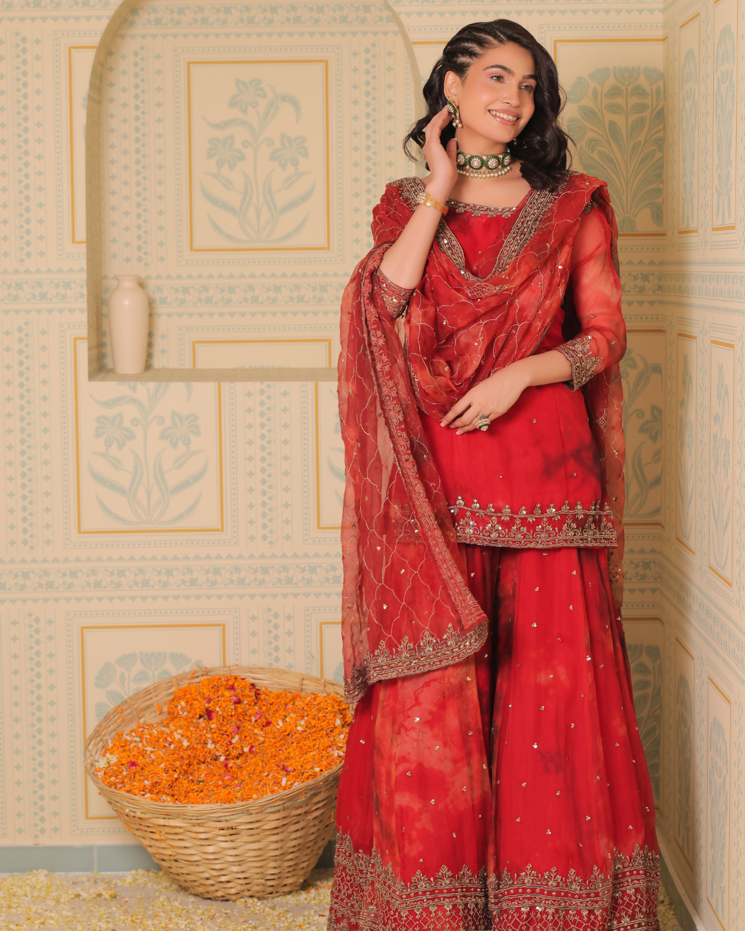 Sonali Bansal - Anaari red kurta and sharara with dupatta From Banno Ki Saheli