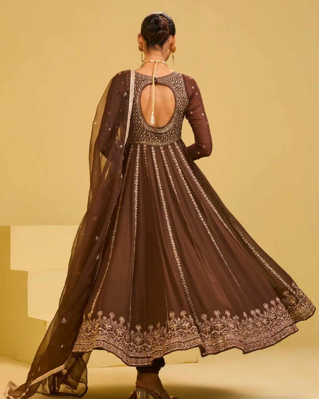 Esha Koul - Brown Anarkali Set From Naaz