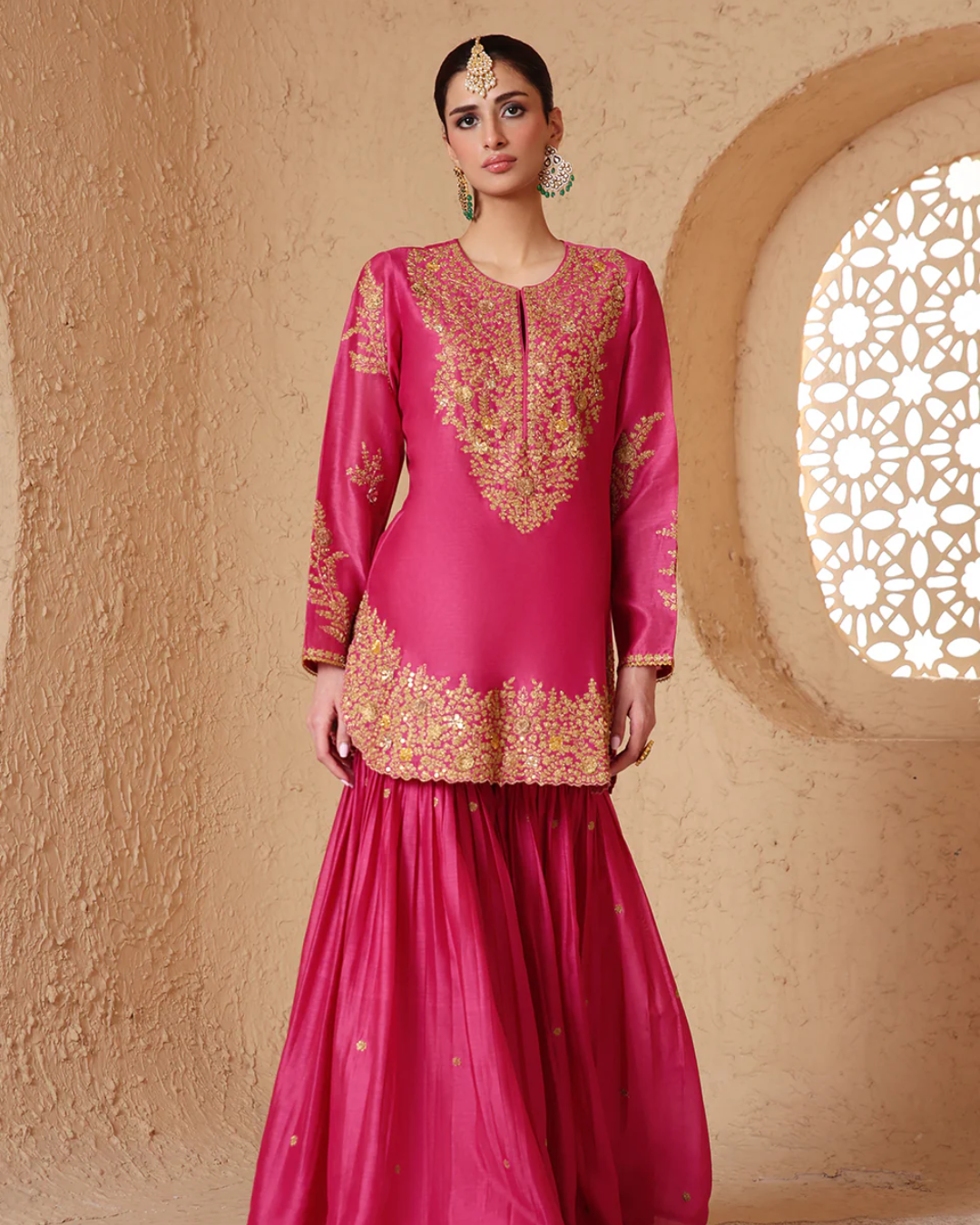 Niti Bothra - Mehrang Pink Heavy Sharara Set