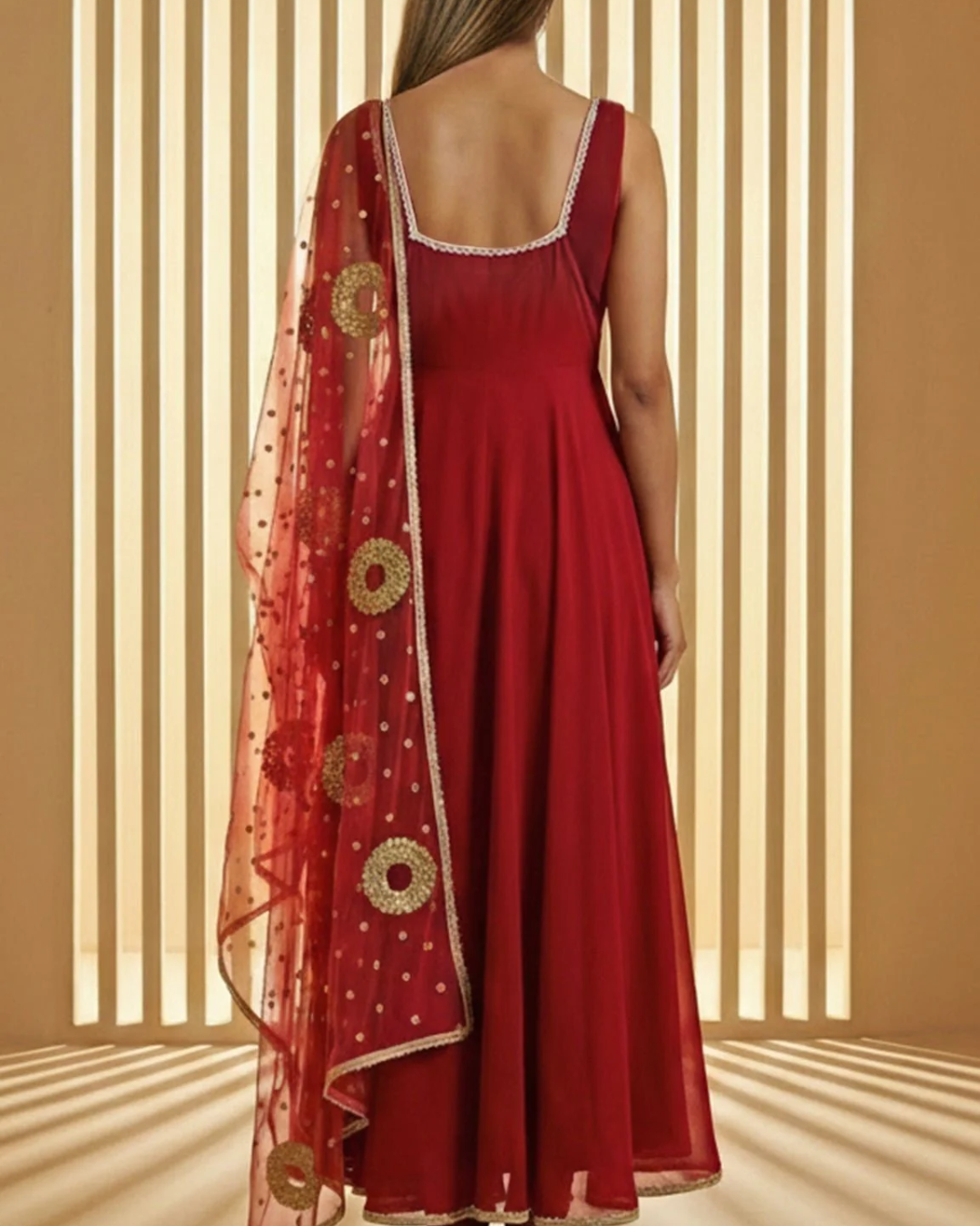 Anisha Shetty - Rasberry Red Velvet Anarkali