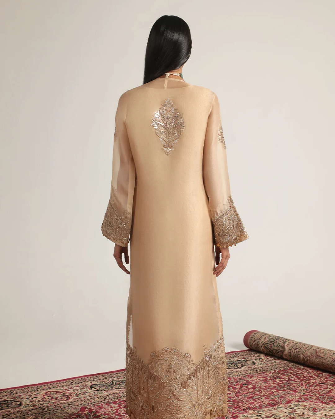 Niti Bothra - Zar-Rang Ivory Heavy Jaal Kaftan Set