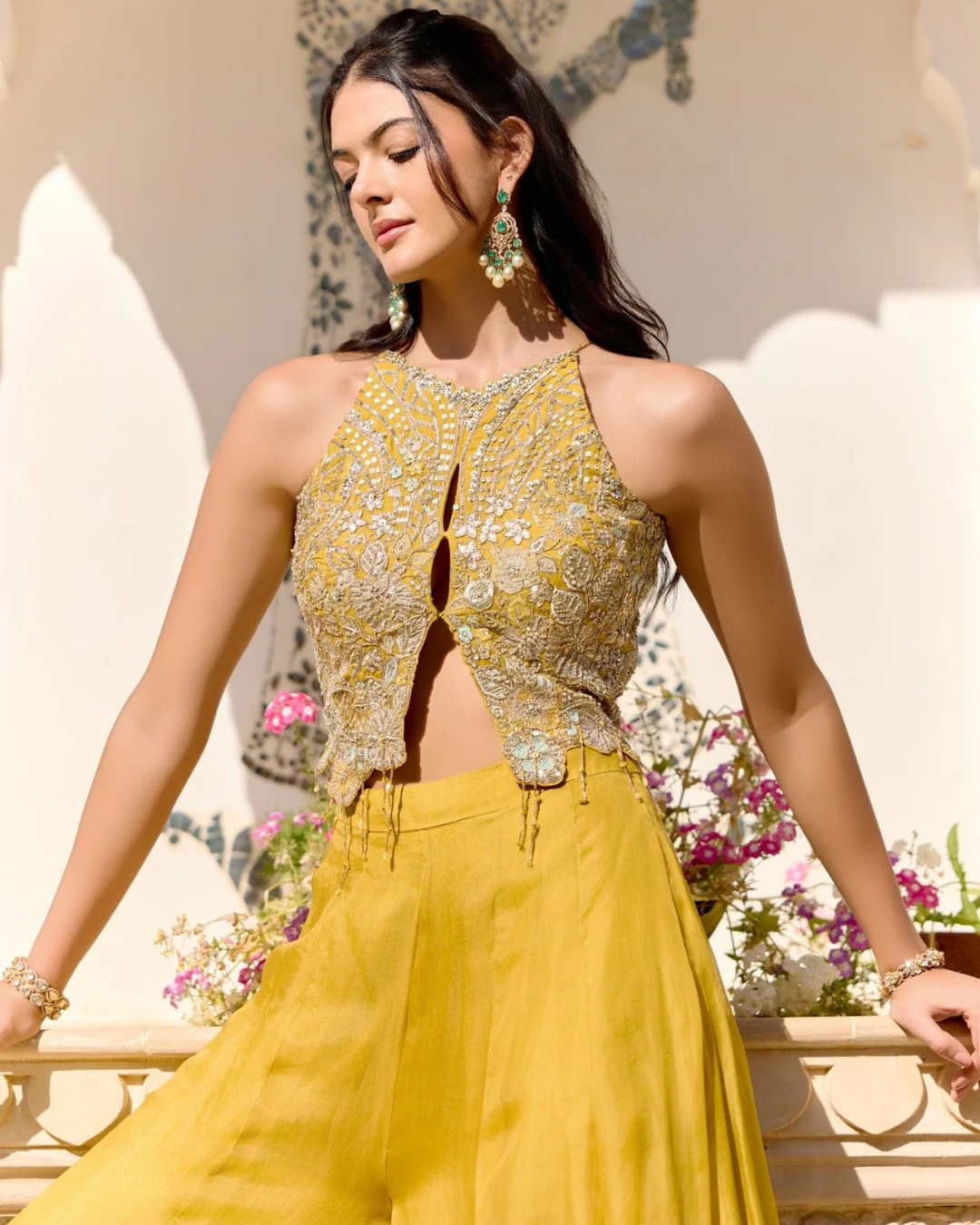 Osaa By Adarsh - Honey Gold Top and Garara Set From SAFAR