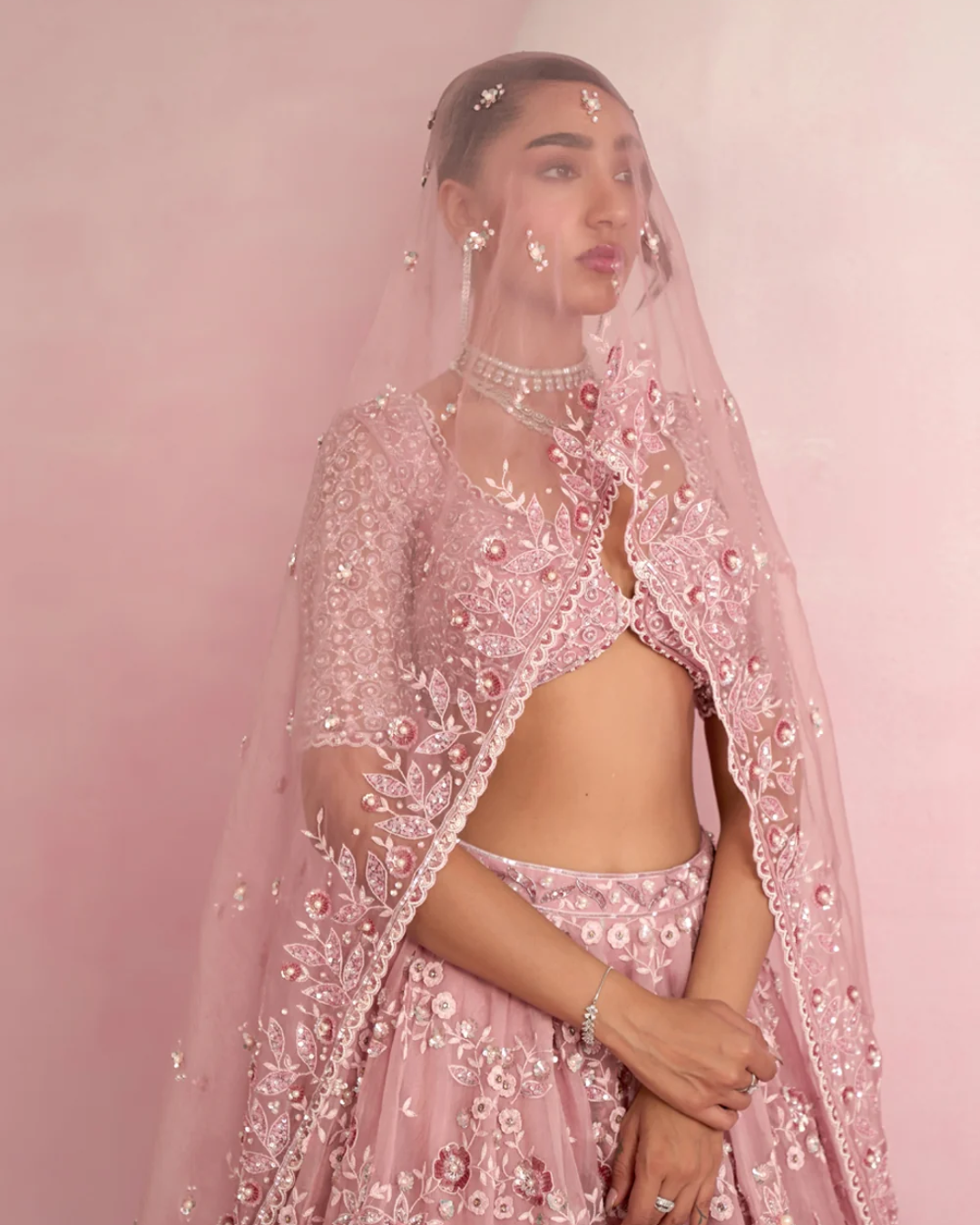 Prevasu - Blush Pink Lehenga Set From Solene