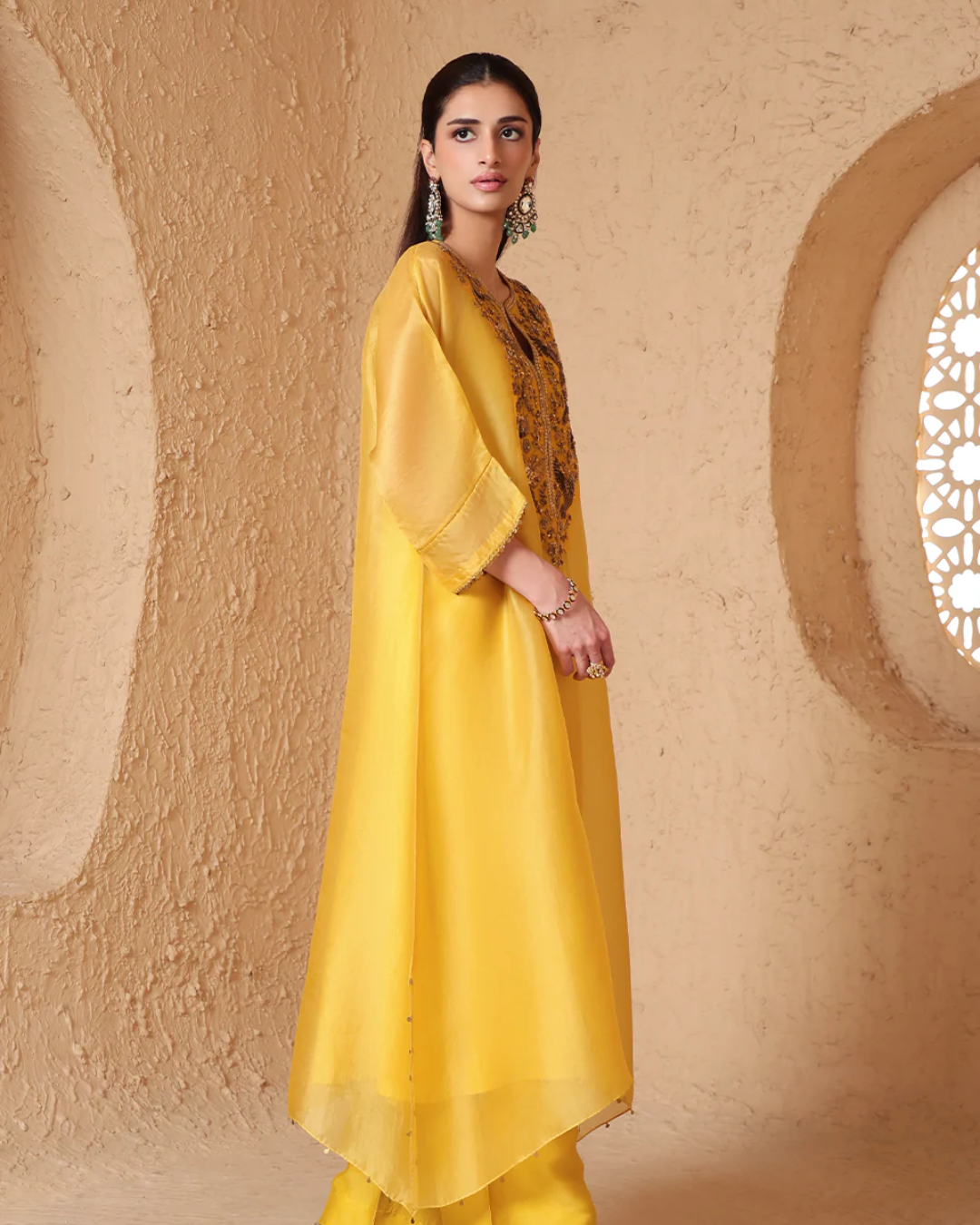 Niti Bothra -  Mehrang Yellow Kaftan Kurta Set