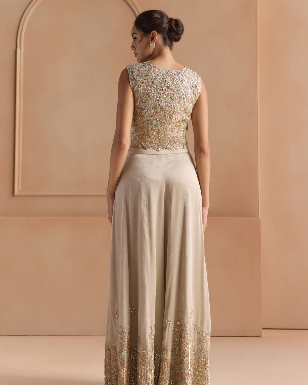 Osaa By Adarsh - Platinum Grey Embroidered Top Set From Off The Record