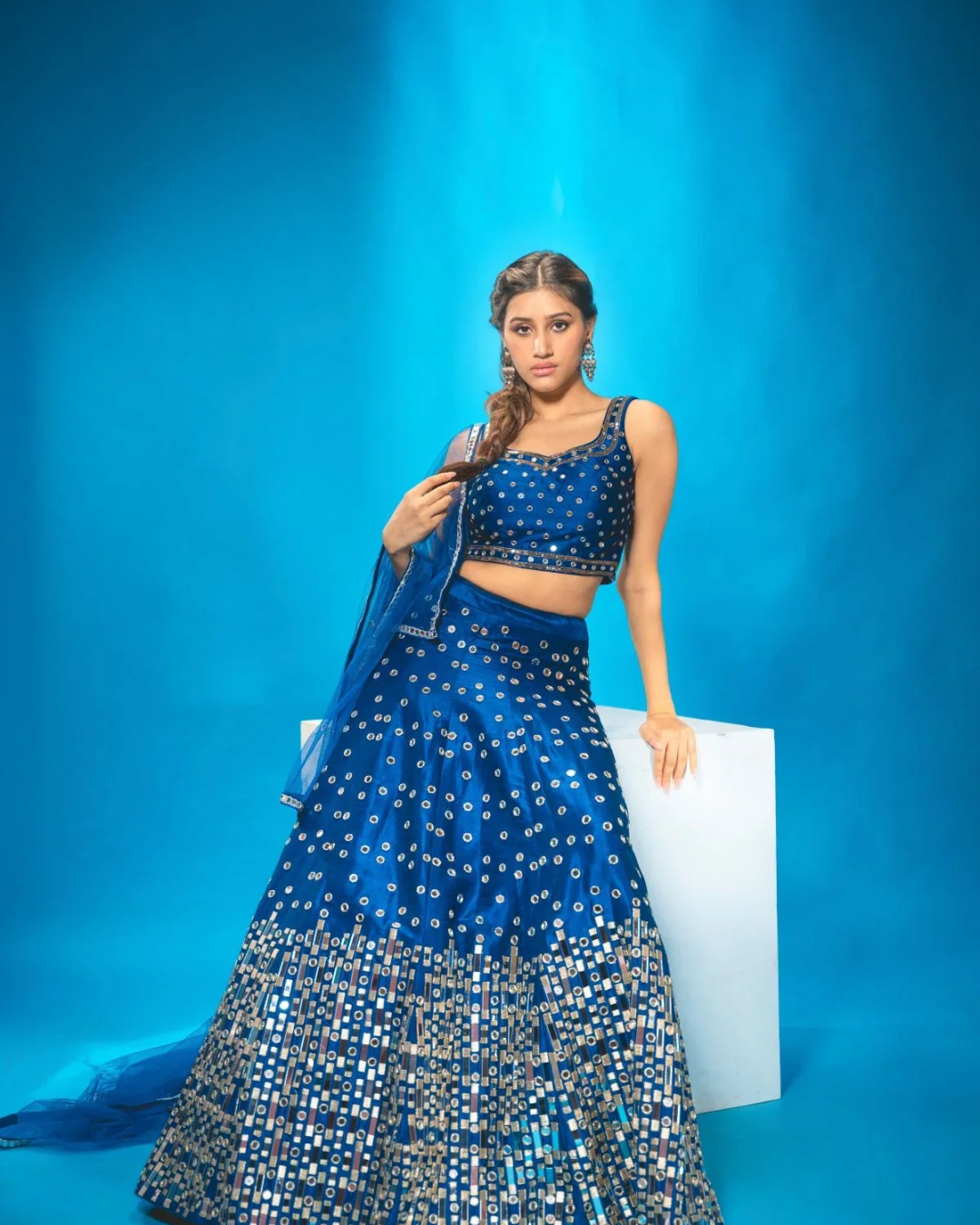 Anisha Shetty - Azure Blue Lehenga Set From Rangin