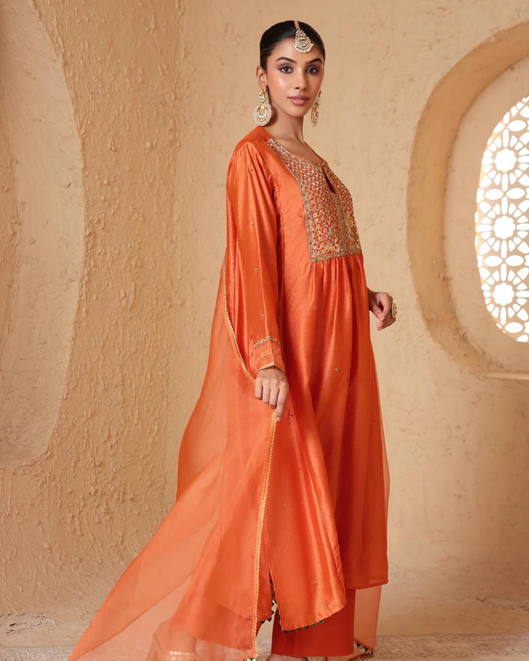 Niti Bothra - Mehrang Orange Frockstyle Kurta Set
