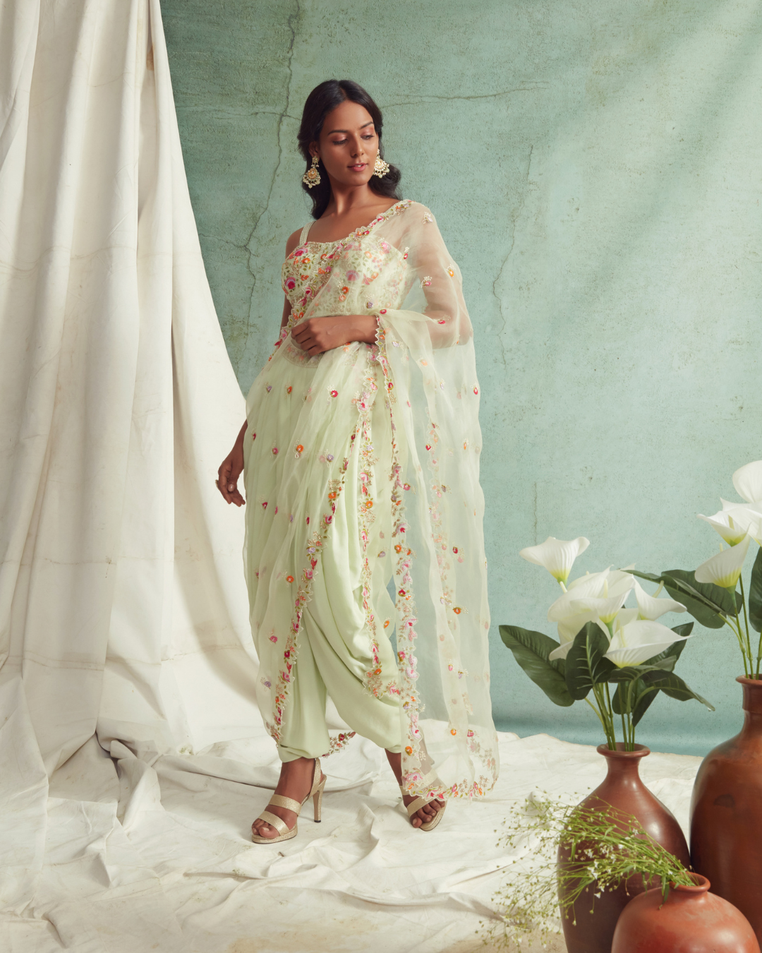 Priyanka Jain - Dhoti Pants With Crop Top And Dupatta From Love Of Tomorrow