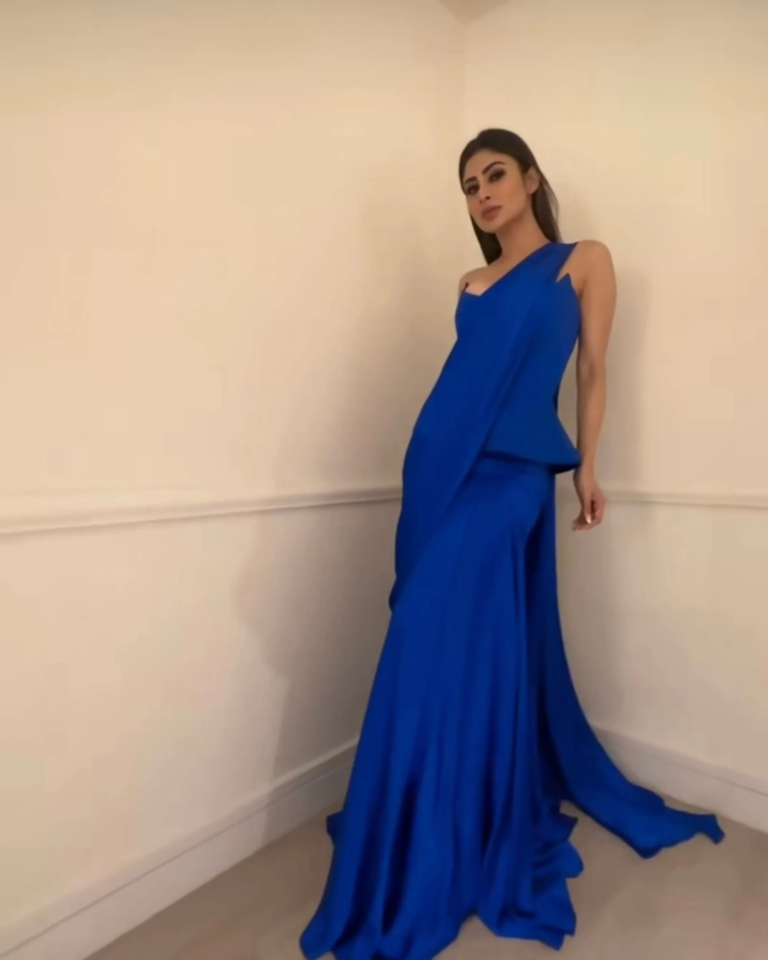 K&A by Karishma and Ashita - Electric blue victorian corset and drape From Barre Oblique