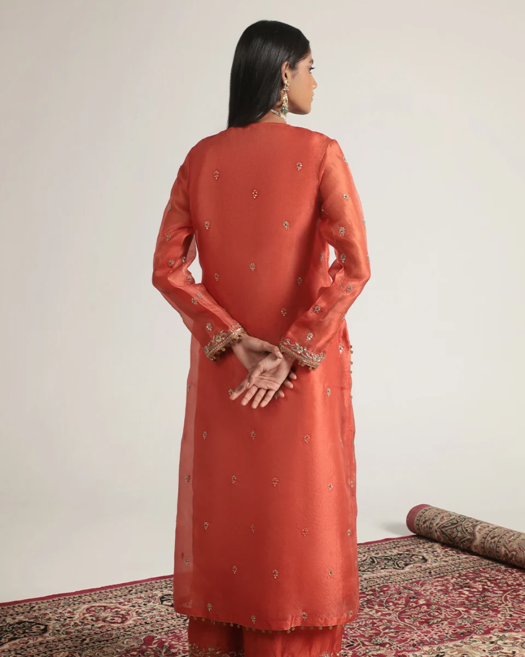 Niti Bothra - Zar-Rang Orange Long Kurta Set