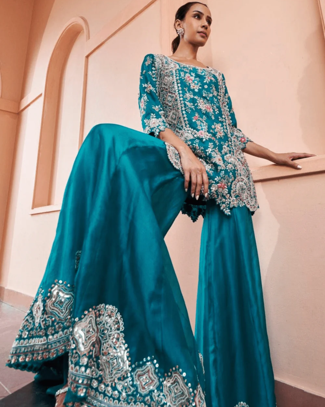 Osaa By Adarsh - Pine Embroided Sharara From RASM