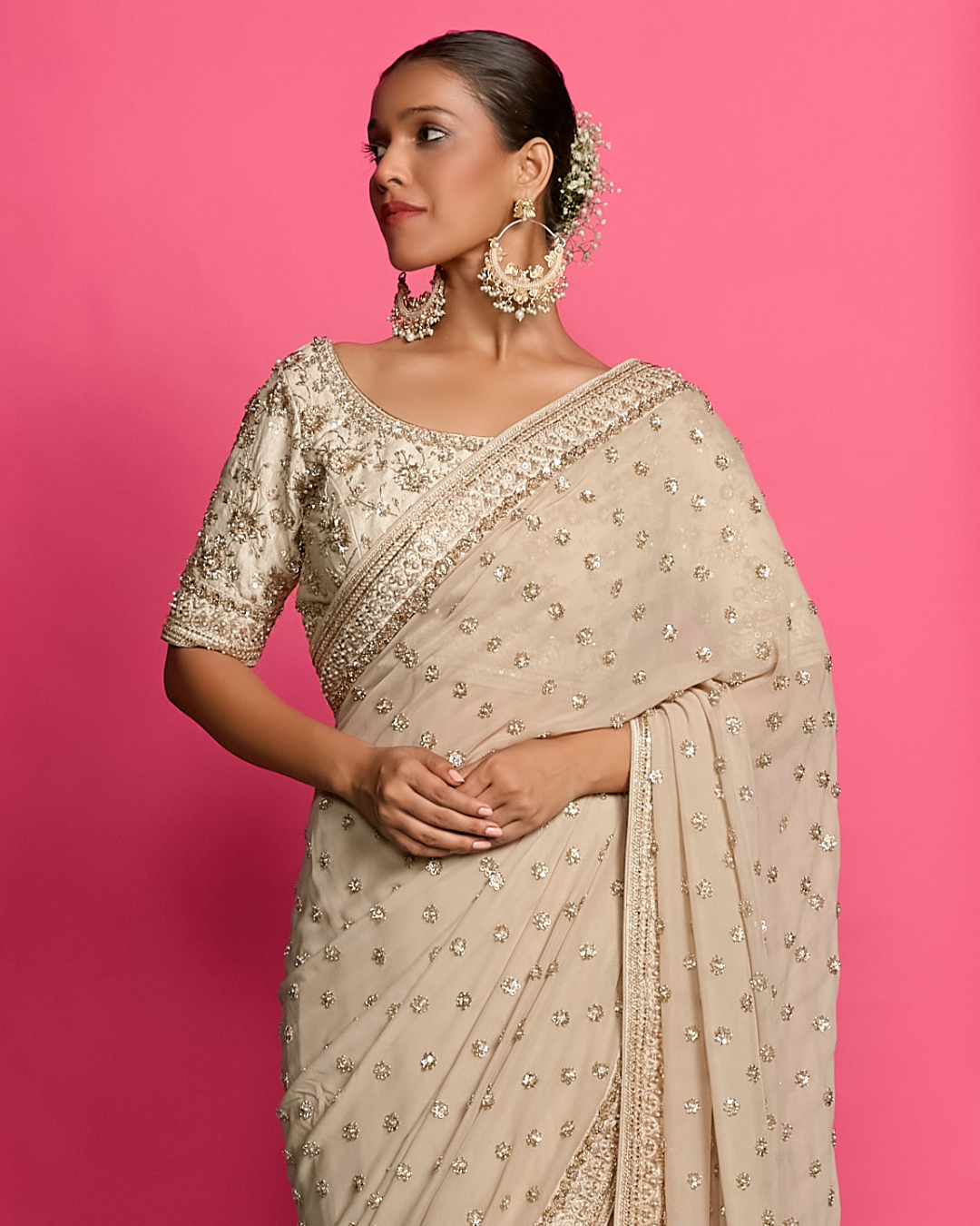 Priyanka Jain - Golden Splendor Dabka Saree Set From Riyasat