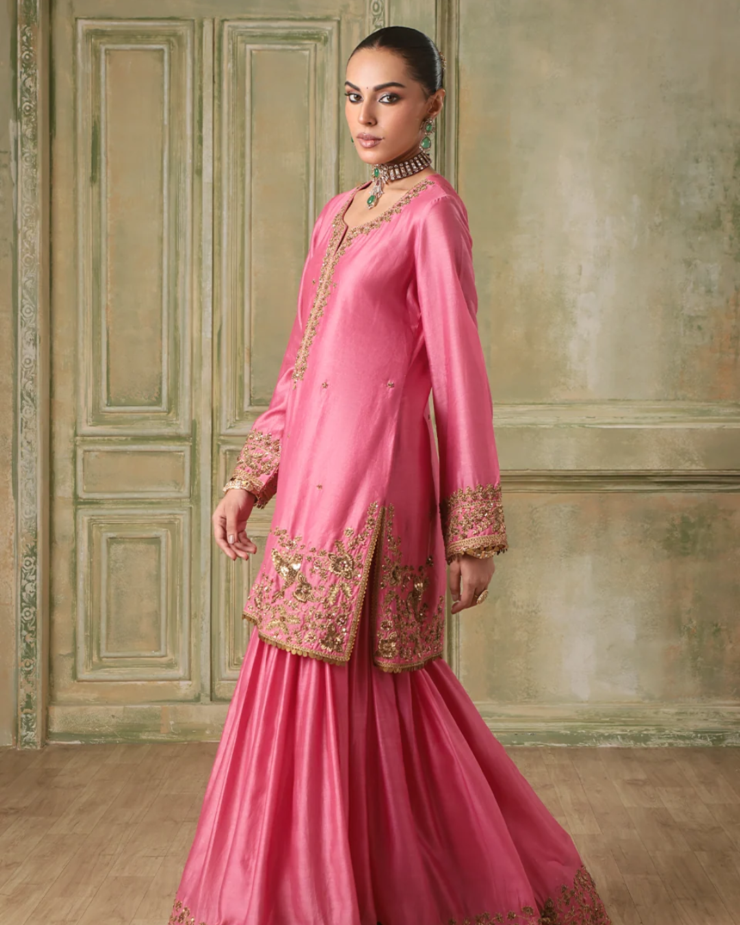 Niti Bothra - Zar-Rang Pink Heavy Sharara Set