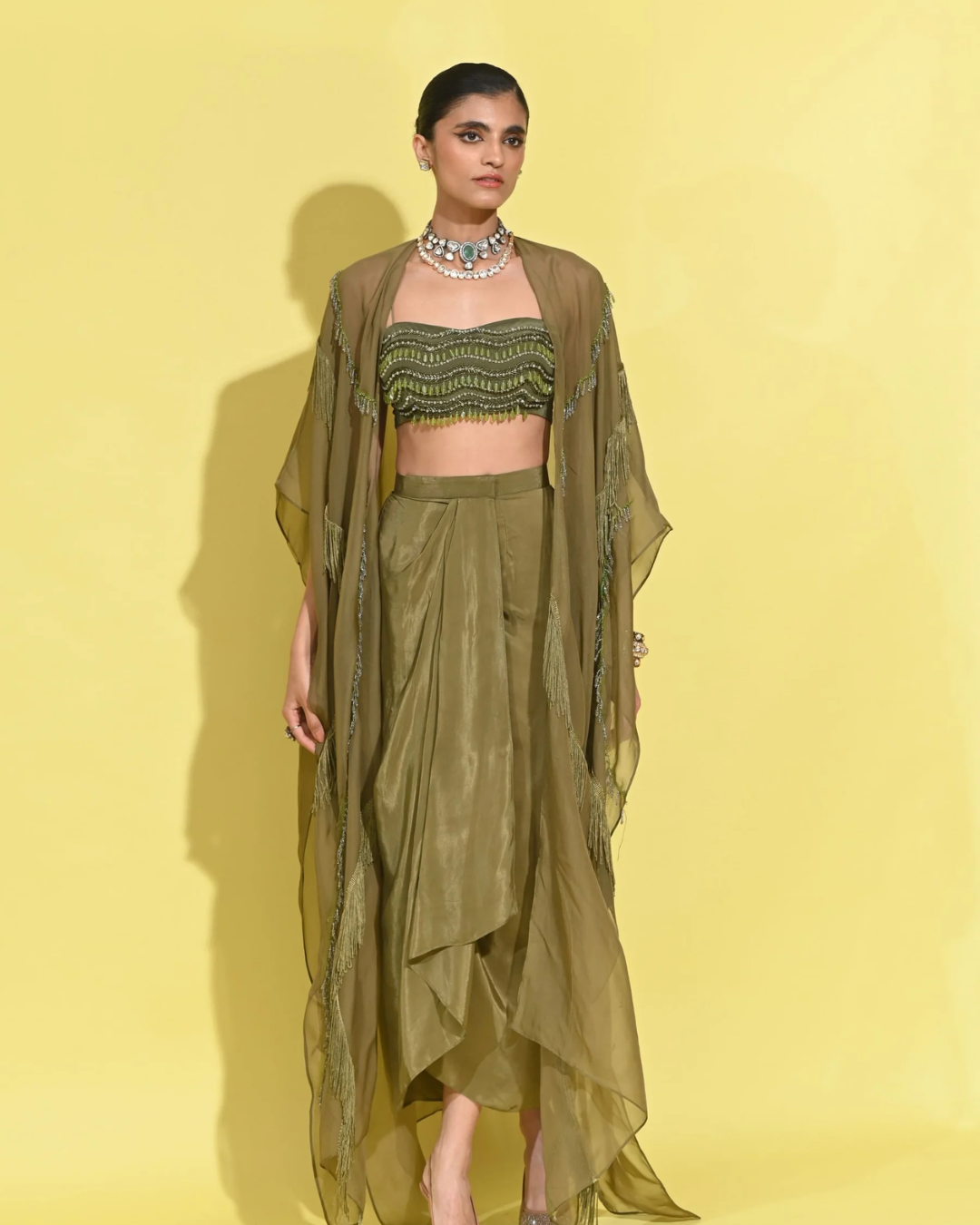Rishi and Vibhuti - Gigli Groove Cape Set From Tamasha