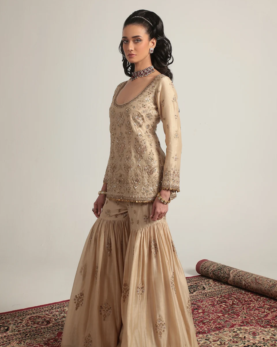 Niti Bothra - Zar-Rang Ivory Sharara Set