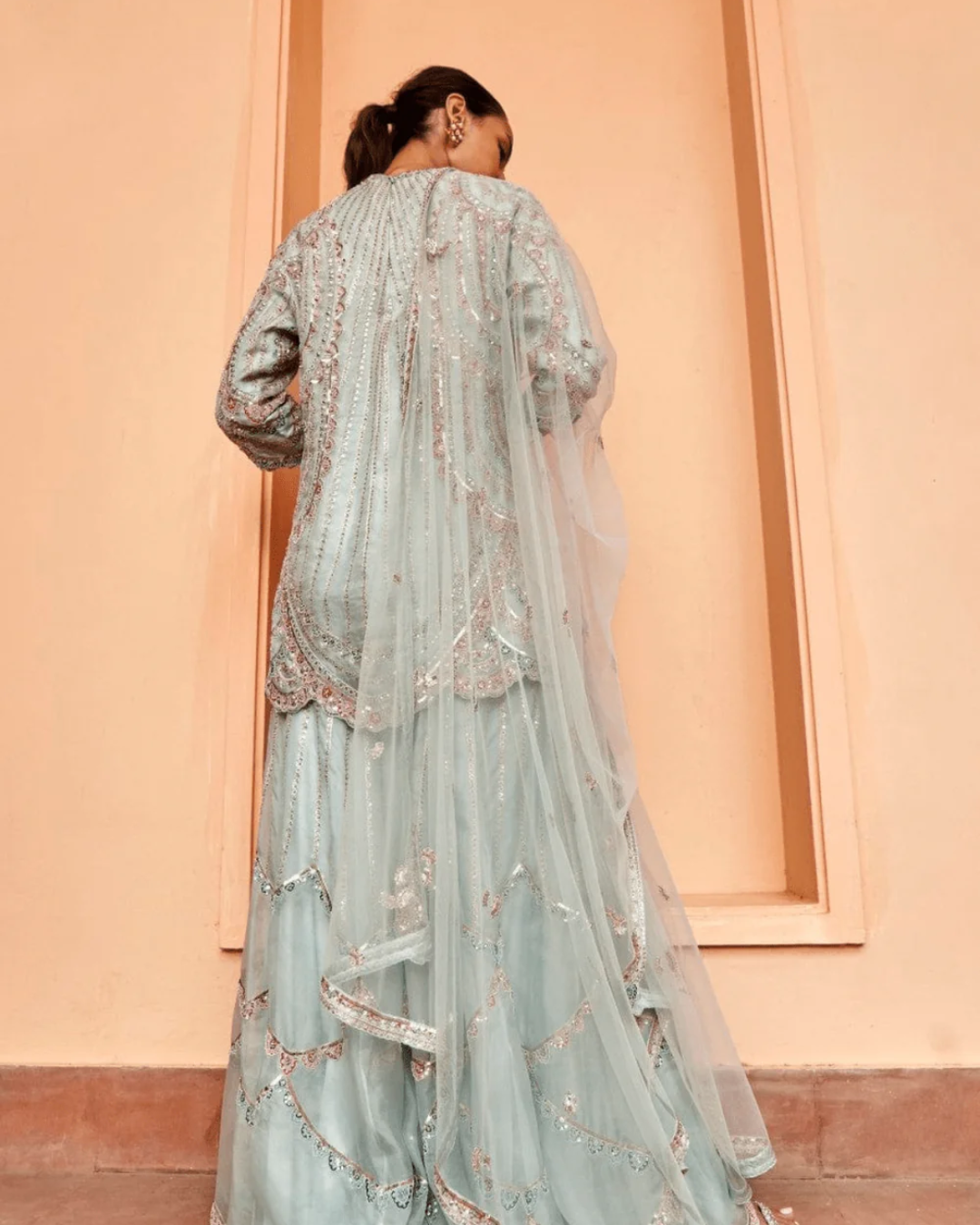 Osaa By Adarsh - Pastel Blue Embroidered Sharara From Rasm