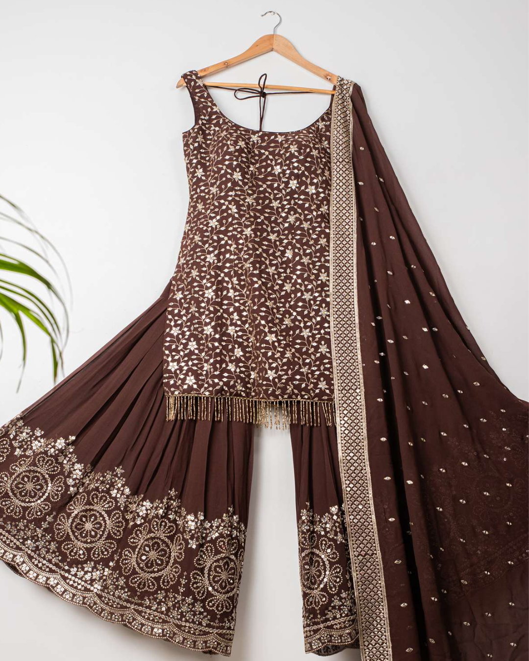 Anisha Shetty - Espresso Elegance Sharara Set