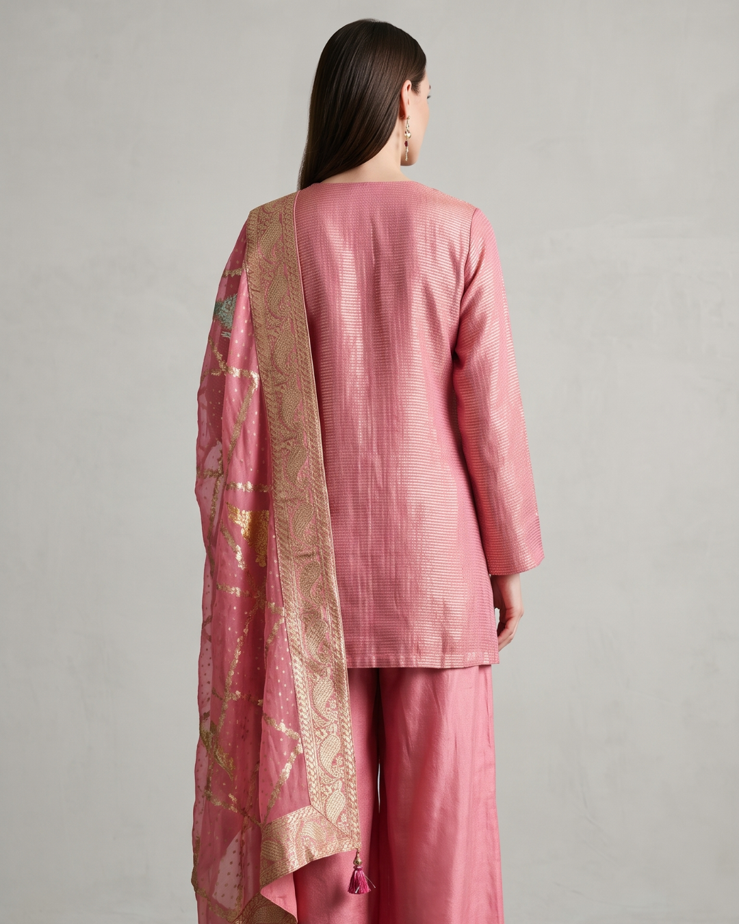 Basanti Kapde Aur Koffee - Pink Embroidered Suit Set From Suits & Shararas