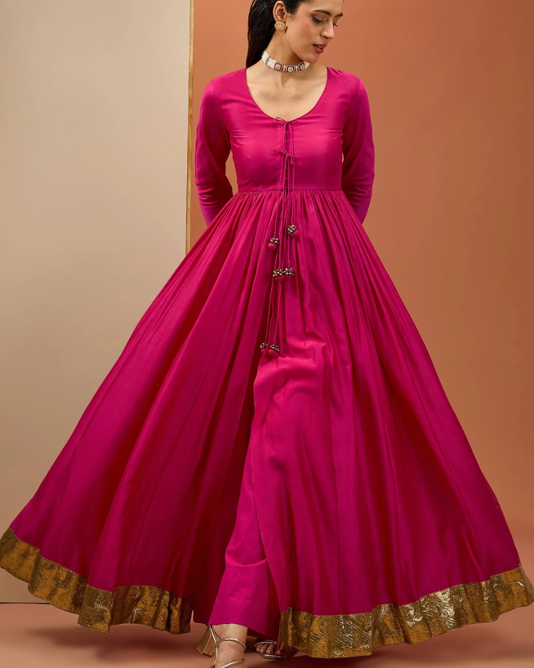 Esha Koul - Hot Pink Lampi Anarkali Set From Noor