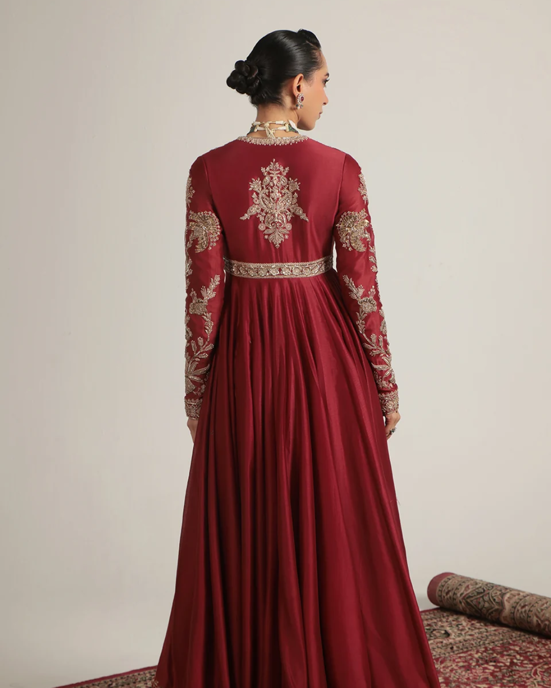 Niti Bothra - Zar-Rang Maroon Heavy Yoke Kalidar Set