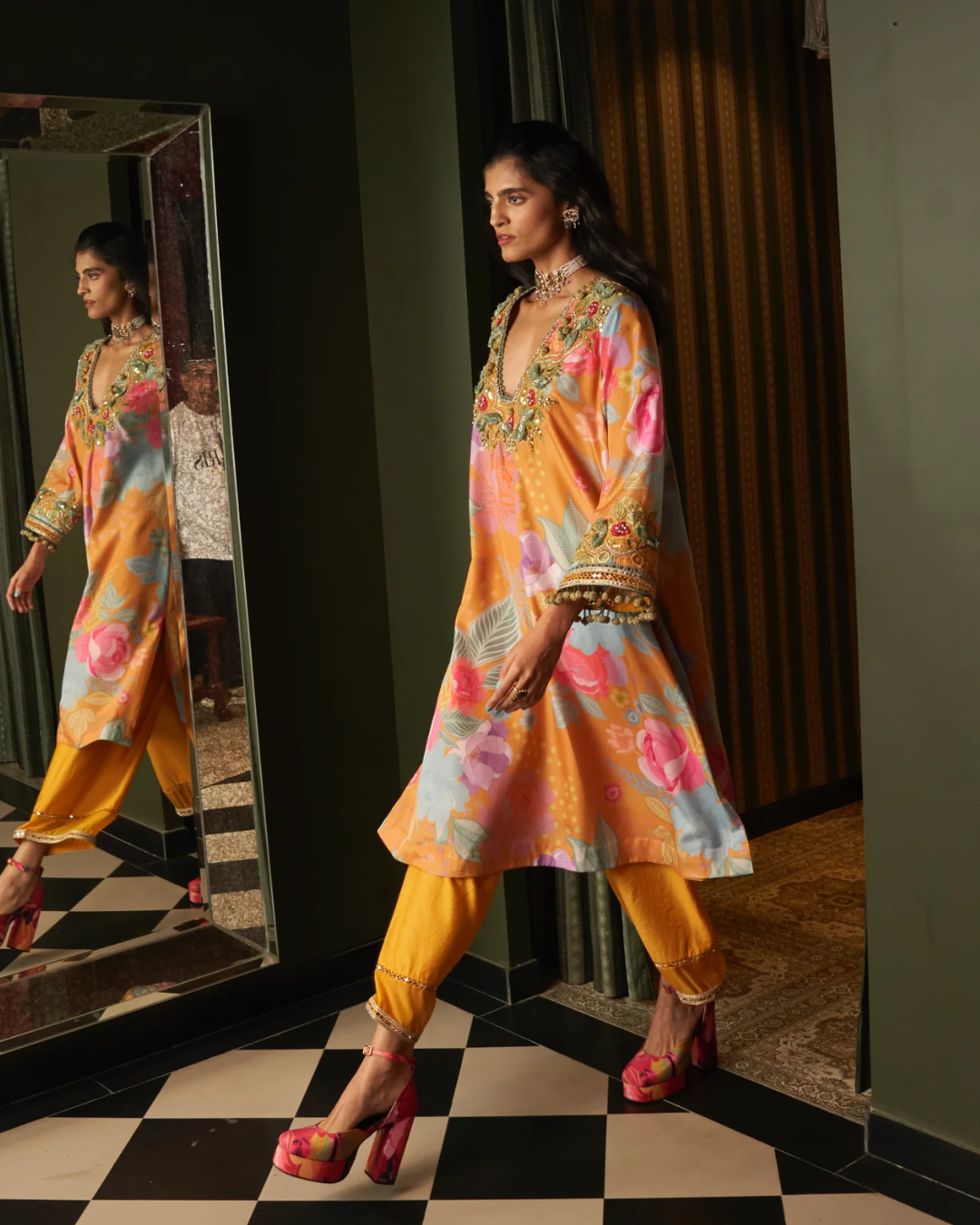 Rishi and Vibhuti - Marigold Choga Set From Rock & Roll