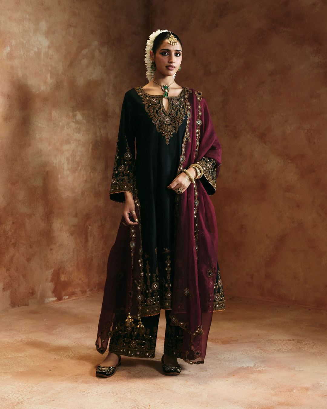 Aman Takyar - Black Copper Kurta Set From Today's Sindh