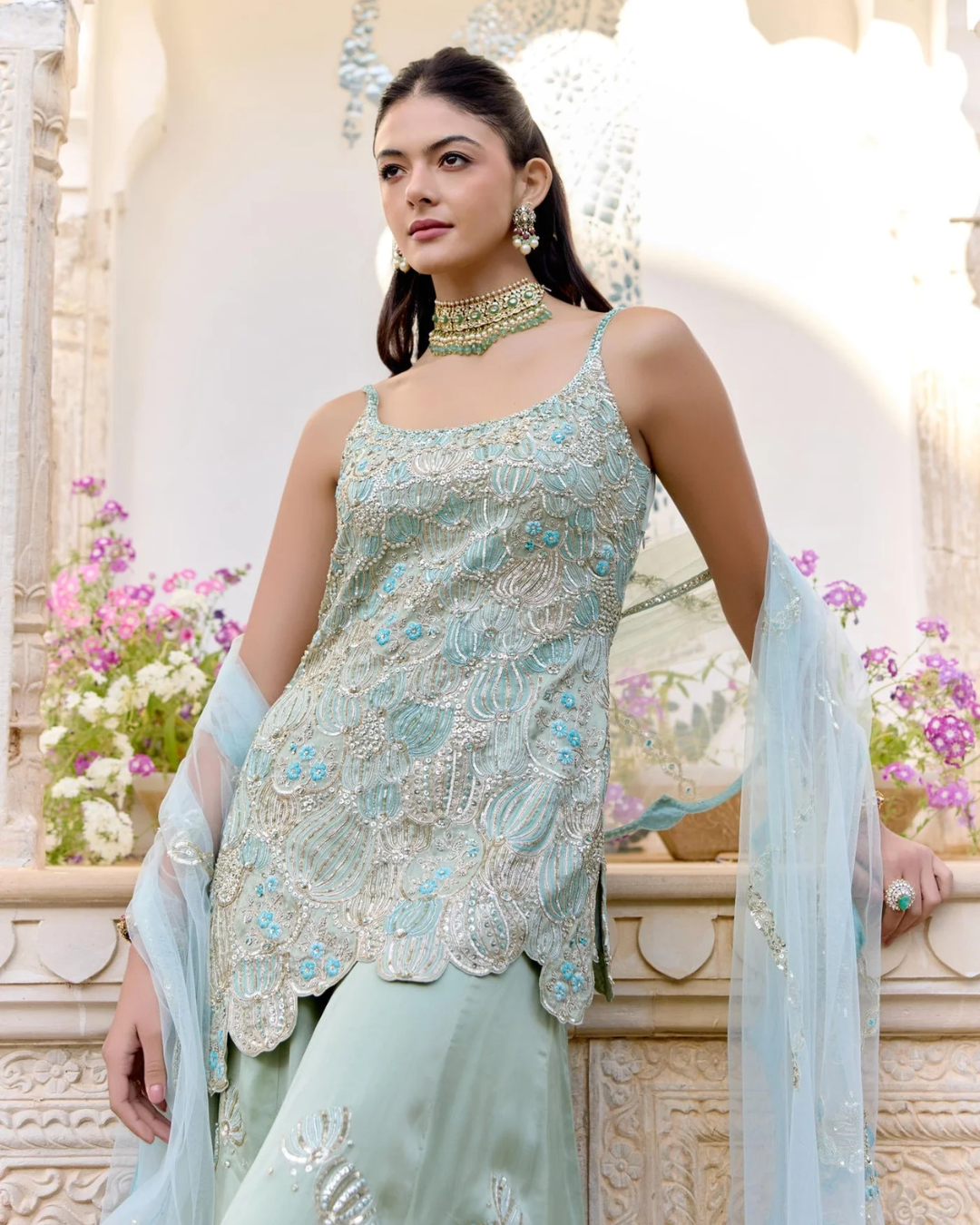 Osaa By Adarsh - Sage Sharara Set From SAFAR