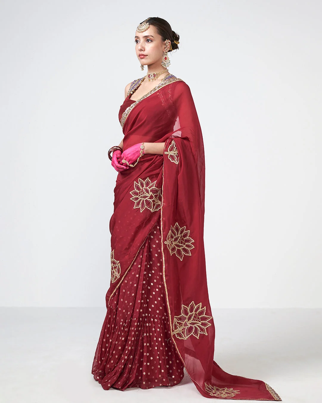 Rishi and Vibhuti - Cherry Chamak Saree From Gulon Ke Rang