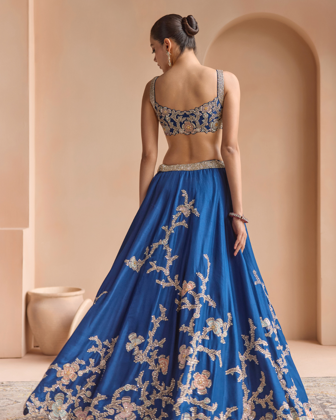 Osaa By Adarsh - French Navy Embroidered Lehenga Set From Off The Record