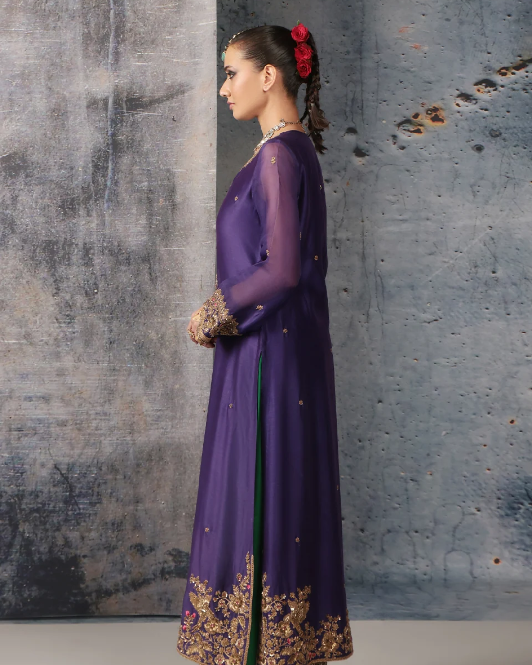 Niti Bothra - Zar-Rang Purple Straight Long Kurta Set