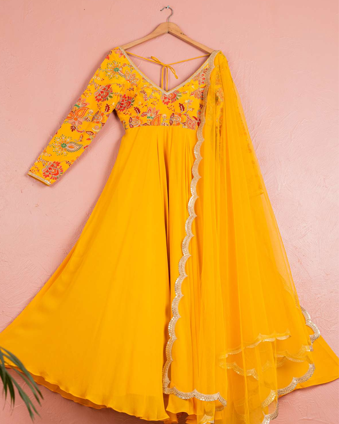 Anisha Shetty - Yellow Bloom Printed Anarkali Set