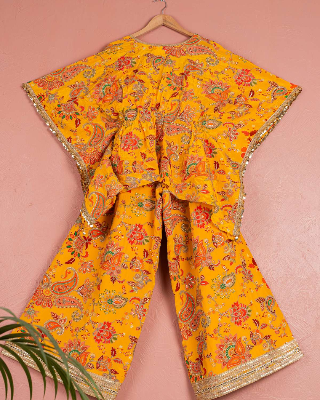 Anisha Shetty - Yellow Bloom Printed Cape  Set